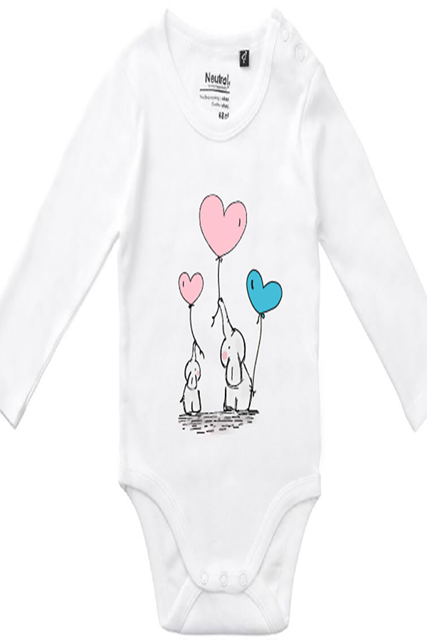 Long-sleeved organic baby bodysuit 100% certified organic cotton