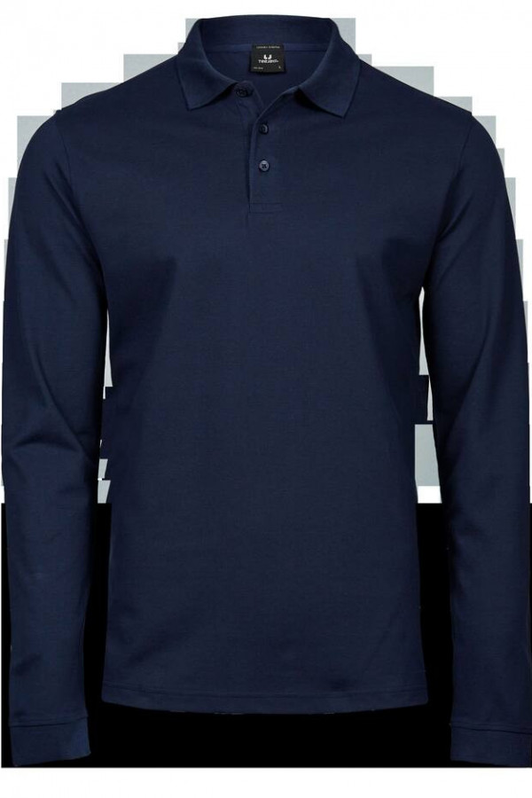 Long-sleeved stretch polo shirts. 95% certified organic ringspun combed cotton/5% elastane.